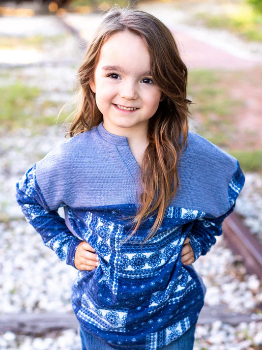 Girls Grace & Emma Sweetly Thinking Henley Shirt