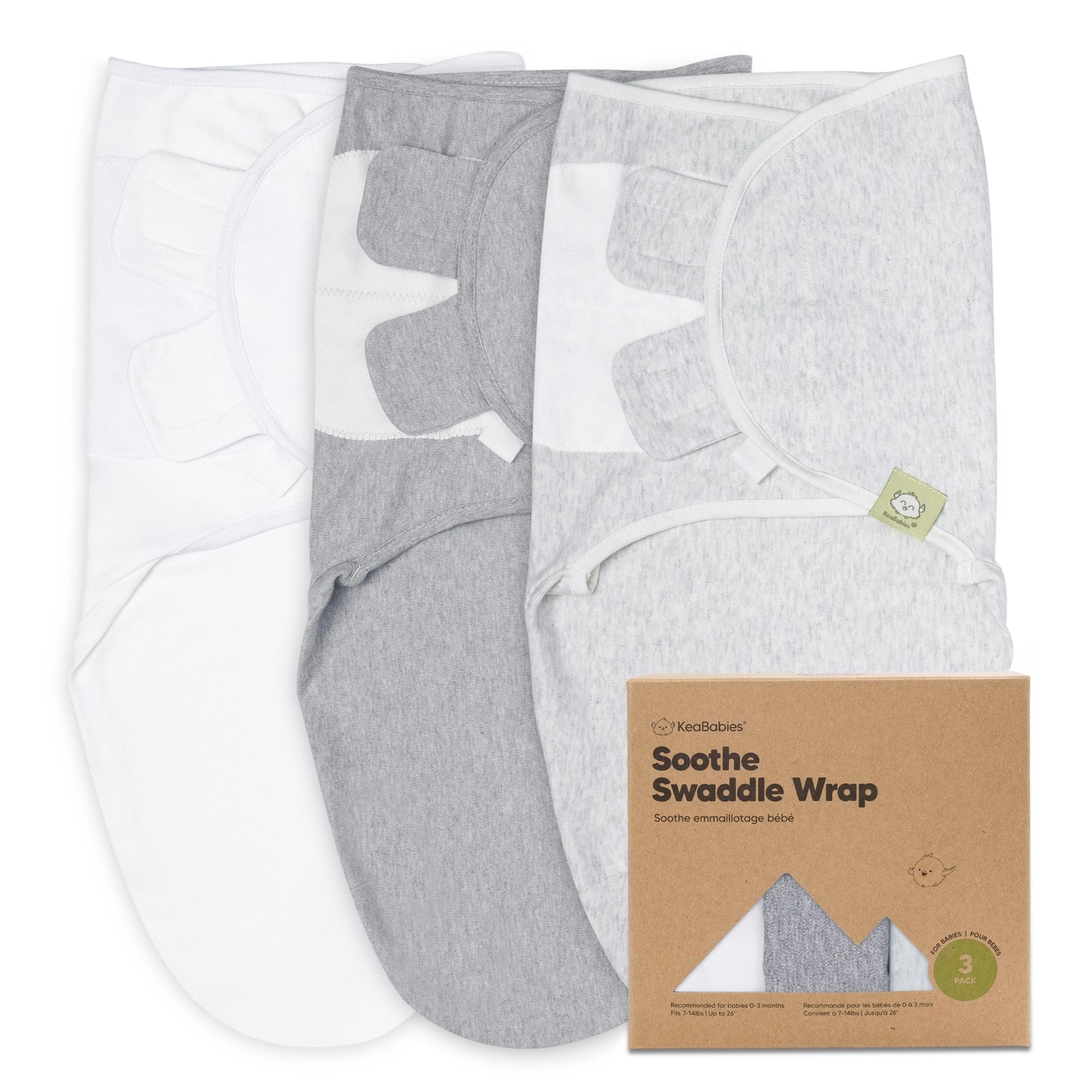 KeaBabies 3-Pack SOOTHE Swaddle Wraps