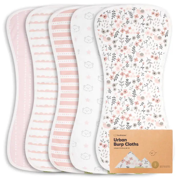 KeaBabies 5-Pack Urban Burp Cloths