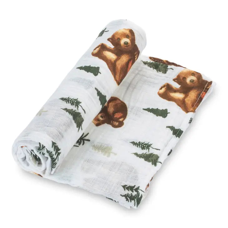 LollyBanks Brave Little Bear - Muslin Swaddle Blanket