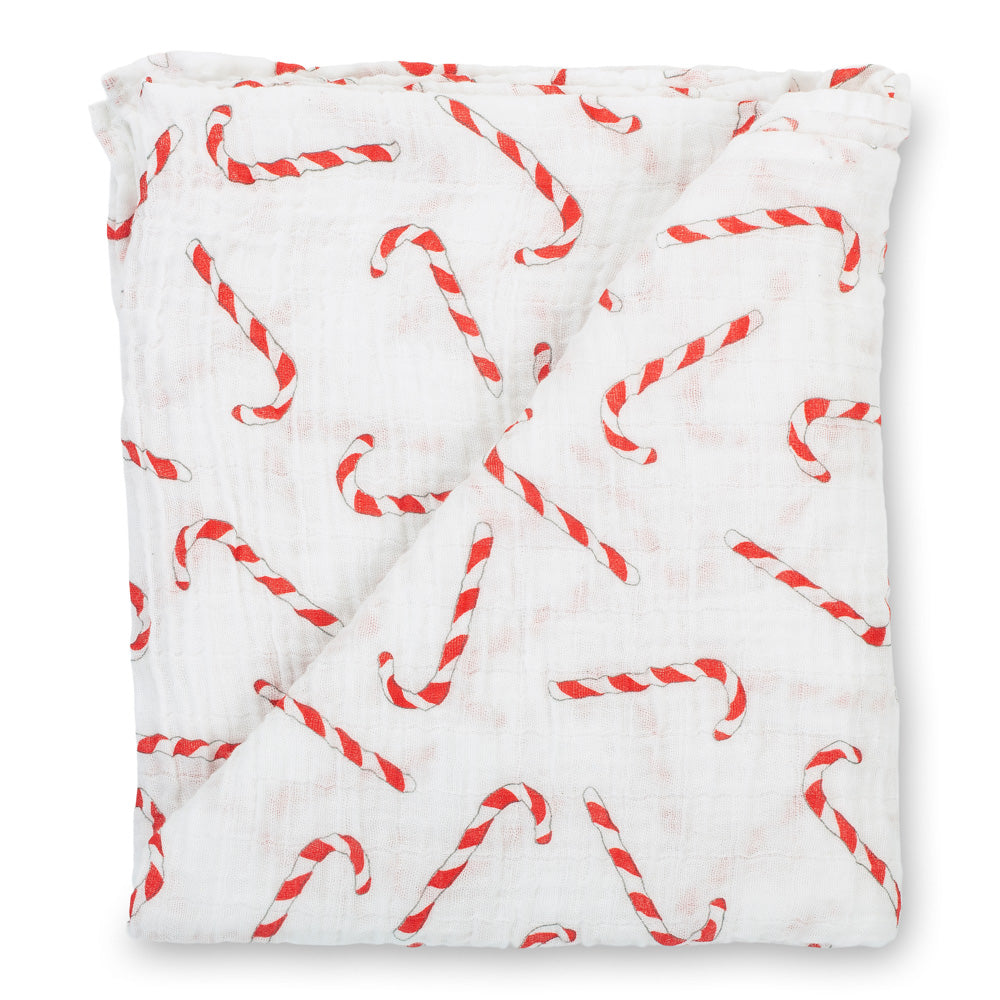 LollyBanks Mint To Be Together Candy Cane Muslin Swaddle Blanket