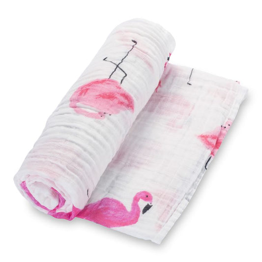 LollyBanks Flamazing Flamingo Muslin Swaddle Blanket