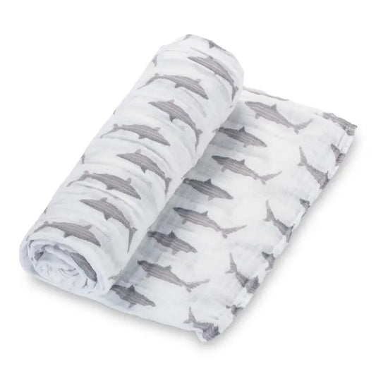 LollyBanks Baby Shark - Muslin Swaddle Blanket