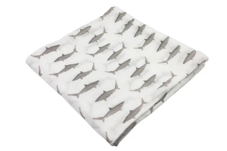 LollyBanks Baby Shark - Muslin Swaddle Blanket