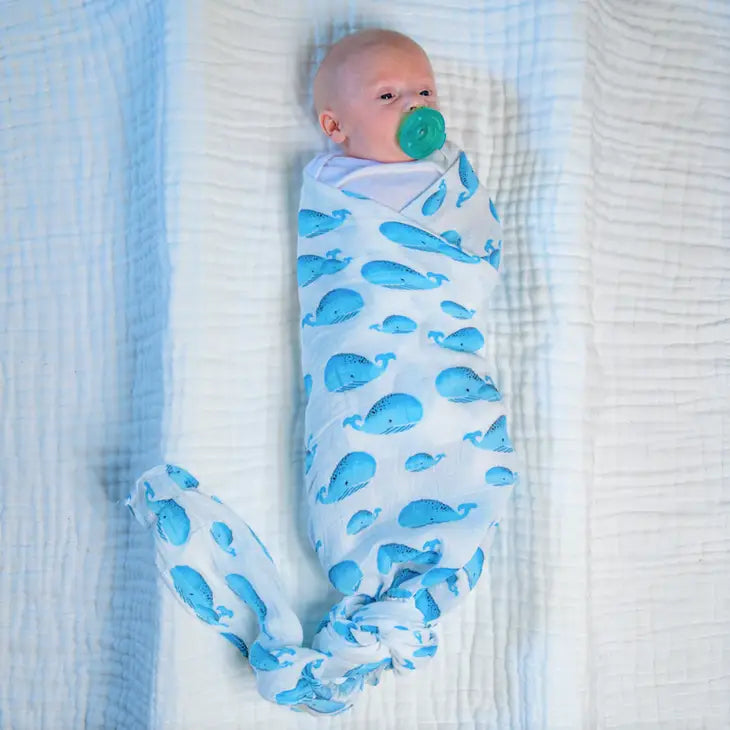 LollyBanks Whale, Whale, Whale - Muslin Swaddle Blanket