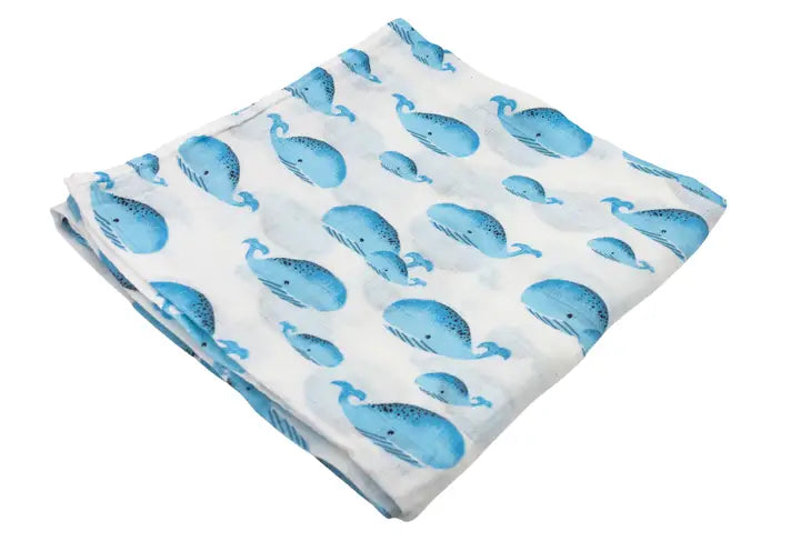 LollyBanks Whale, Whale, Whale - Muslin Swaddle Blanket