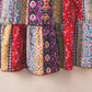 Ladies Red Floral Splicing Flounce V Neck Sleeveless Mini Dress