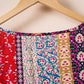 Ladies Red Floral Splicing Flounce V Neck Sleeveless Mini Dress