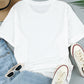 Ladies White Floral American Flag Print Short Sleeve Graphic Tee