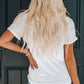 Ladies White Floral American Flag Print Short Sleeve Graphic Tee