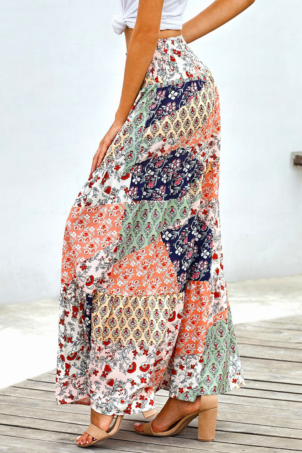 Ladies Boho Print Long Maxi Skirt