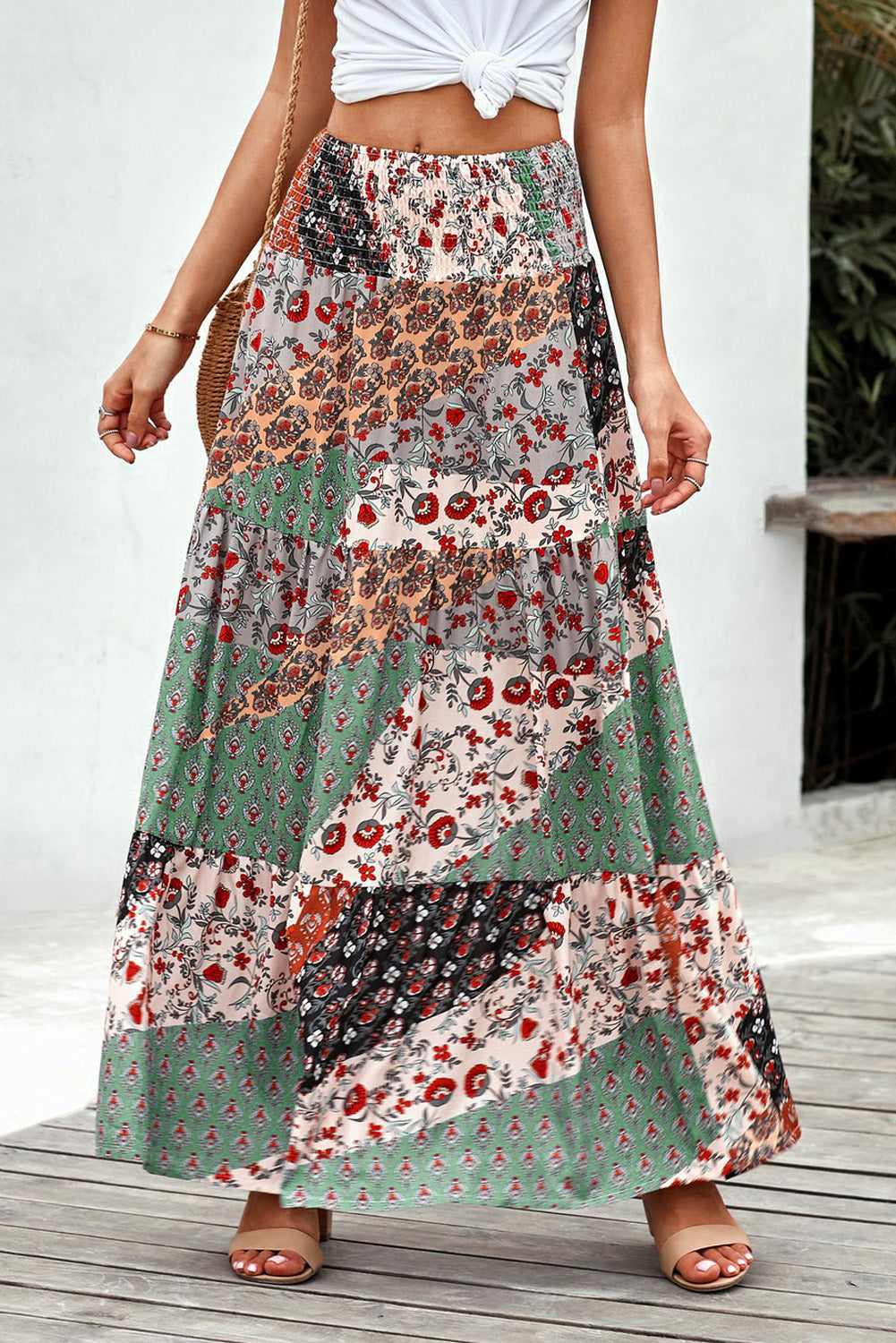 Ladies Boho Print Long Maxi Skirt