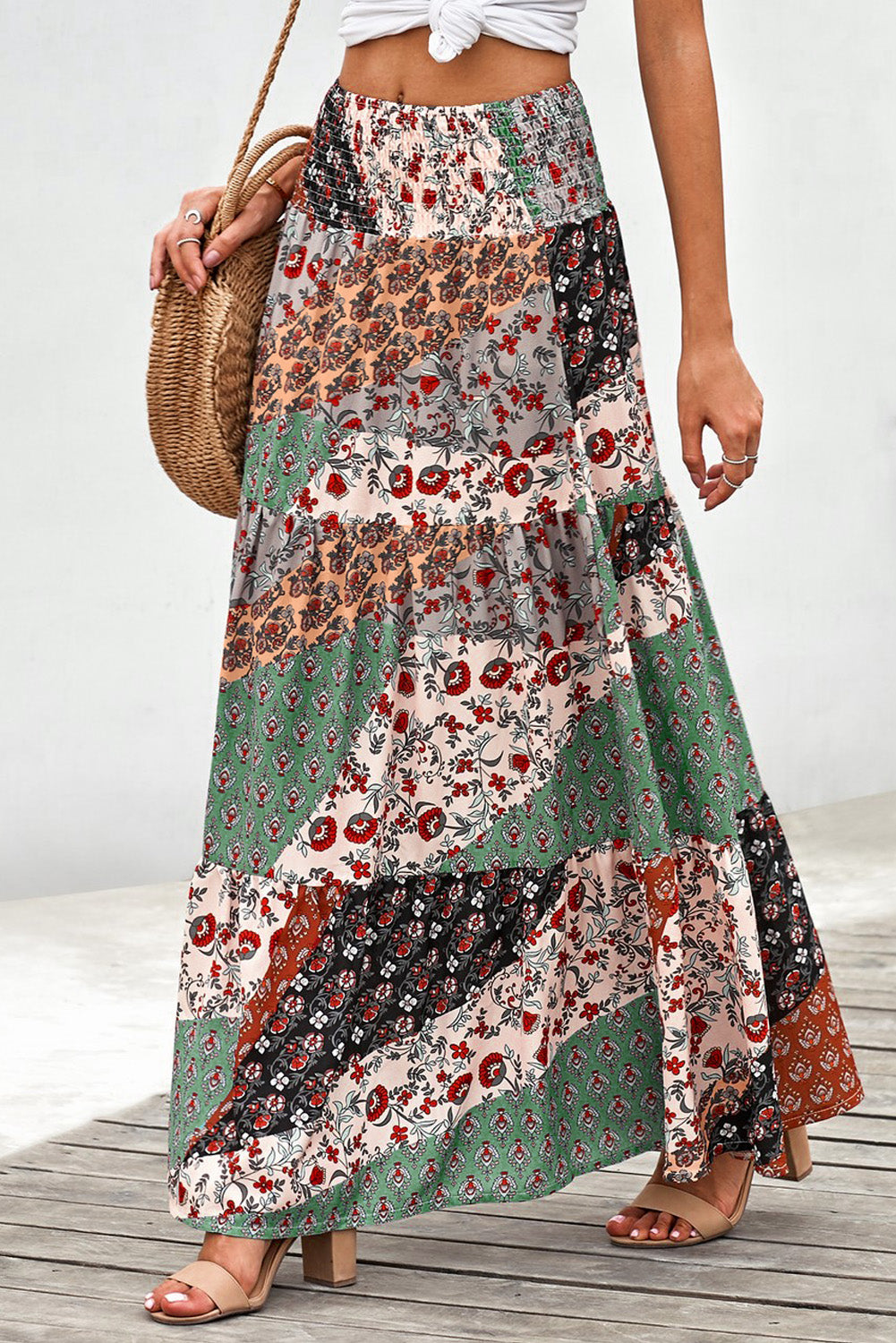 Ladies Boho Print Long Maxi Skirt