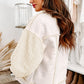 Ladies White Sherpa Lined Faux Suede Jacket