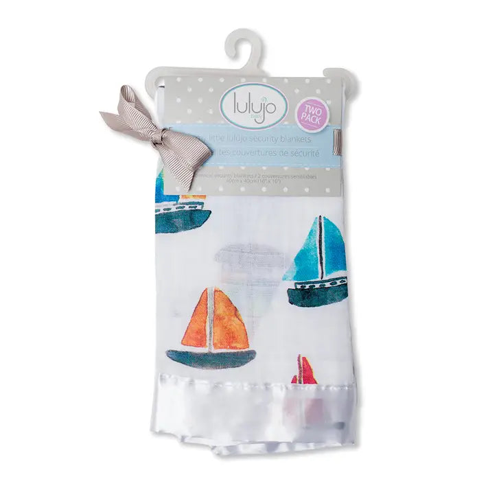 Lulujo 2-Pack Muslin Security Blankets - Sailboats