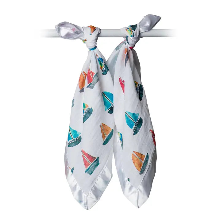 Lulujo 2-Pack Muslin Security Blankets - Sailboats