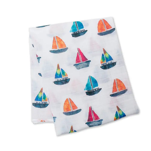 Lulujo Classic Muslin Swaddle - Sailboats