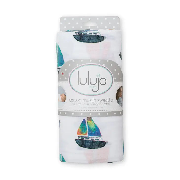 Lulujo Classic Muslin Swaddle - Sailboats