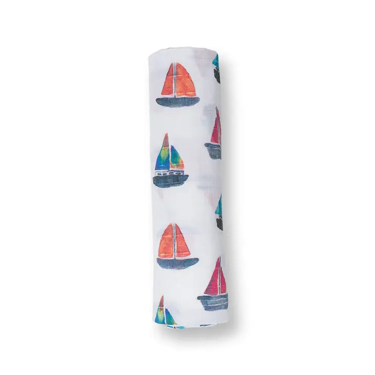 Lulujo Classic Muslin Swaddle - Sailboats