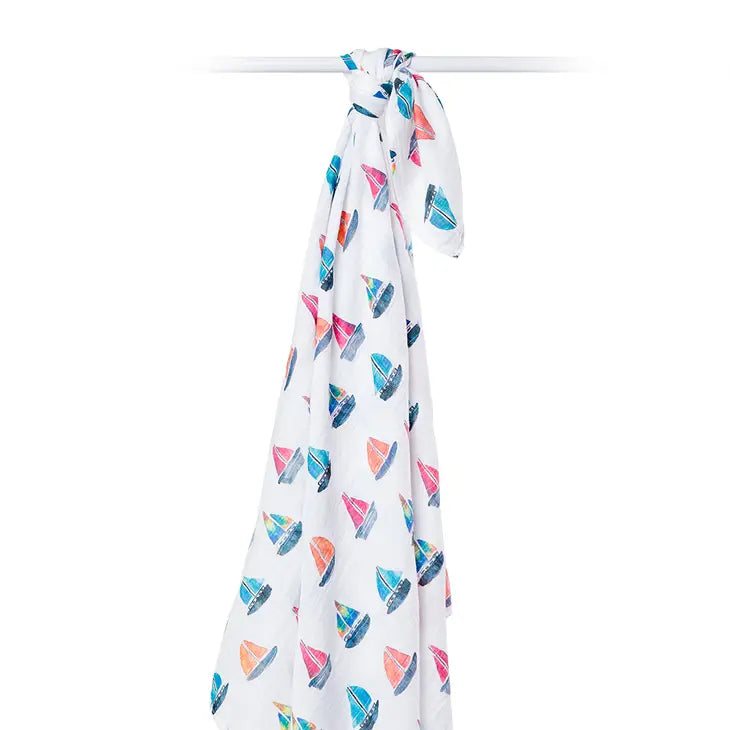 Lulujo Classic Muslin Swaddle - Sailboats