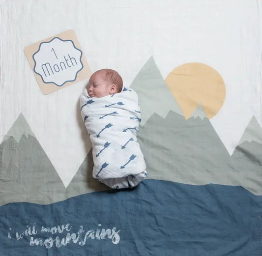 Lulujo Baby's 1st Year Swaddle & Milestone Cards - Move Mountains