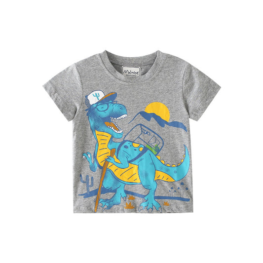 Boys Grey Dinosaur Backpack TShirt