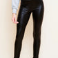 Ladies High Waist Faux Leather Leggings-Black