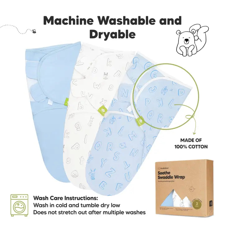 KeaBabies 3-Pack SOOTHE Swaddle Wraps