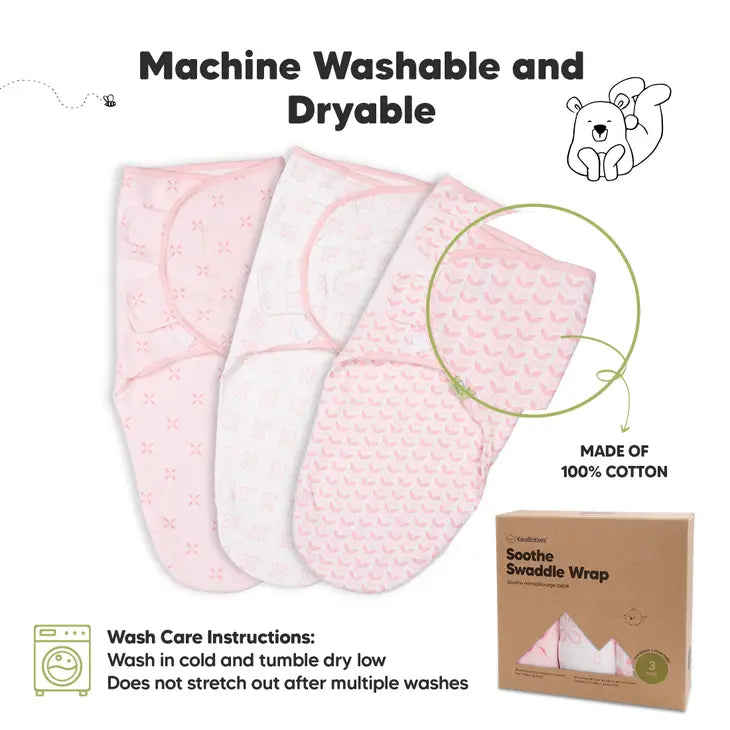 KeaBabies 3-Pack SOOTHE Swaddle Wraps