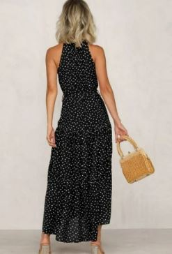 Ladies Polka Dot Sleeveless Long Boho Dress