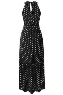 Ladies Polka Dot Sleeveless Long Boho Dress