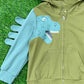 Boys Olive Green T-Rex Zip Up Sweatshirt