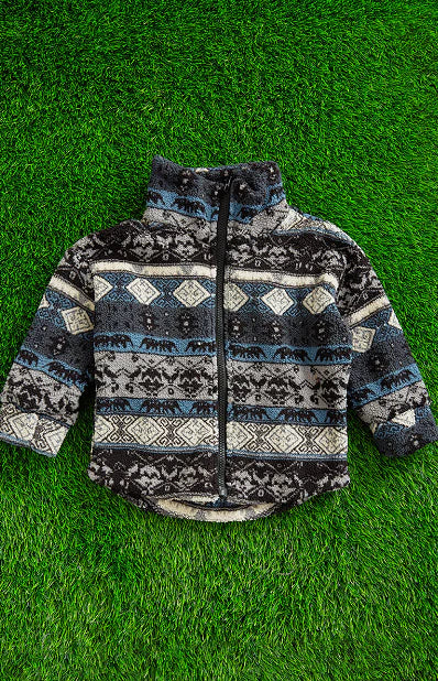 Boys Multi-Printed Sherpa Zip Up Jacket