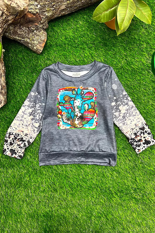 Girls Cactus Print Graphic Sweatshirt