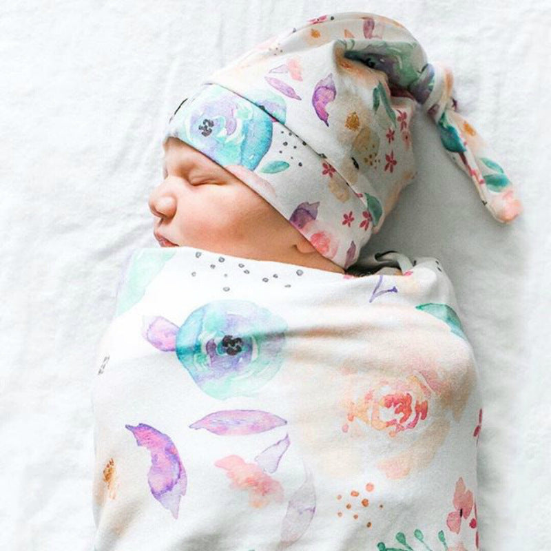 Newborn Baby Cocoon Sleeping Bag and Knotted Cap (Two-Piece Set)