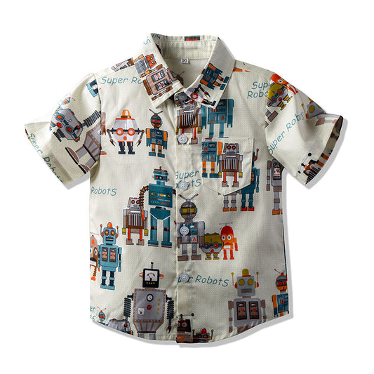 Boys Button Up Shirt - Robots