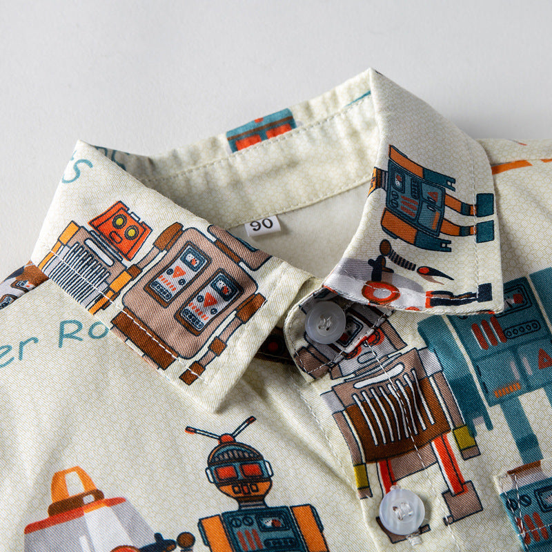 Boys Button Up Shirt - Robots