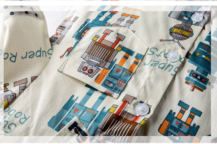 Boys Button Up Shirt - Robots