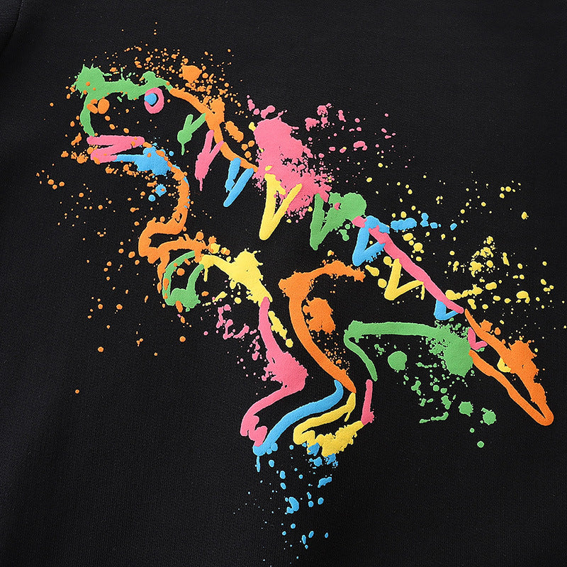 Boys Aosta Betty Black Neon Dinosaur Long Sleeve T-Shirt