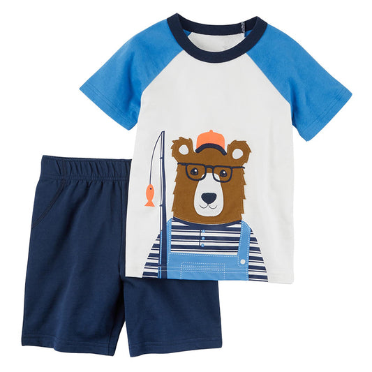 Boys Aosta Betty Fishing Bear T-Shirt and Shorts (2-Piece Set)