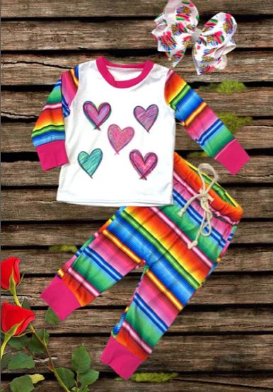 Girls Heart/Serape Printed 2-Piece Set