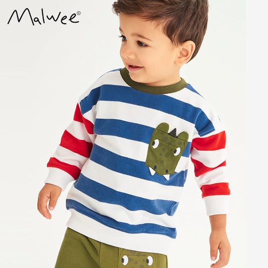 Boys Malwee Contrast Color Striped Long Sleeved Shirt