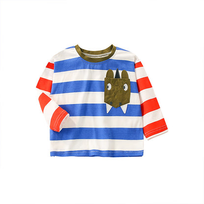 Boys Malwee Contrast Color Striped Long Sleeved Shirt