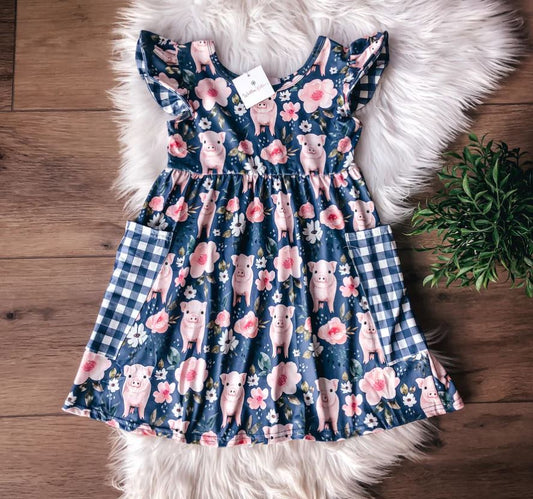 Girls Spring Piggies Dress by Wellie Kate