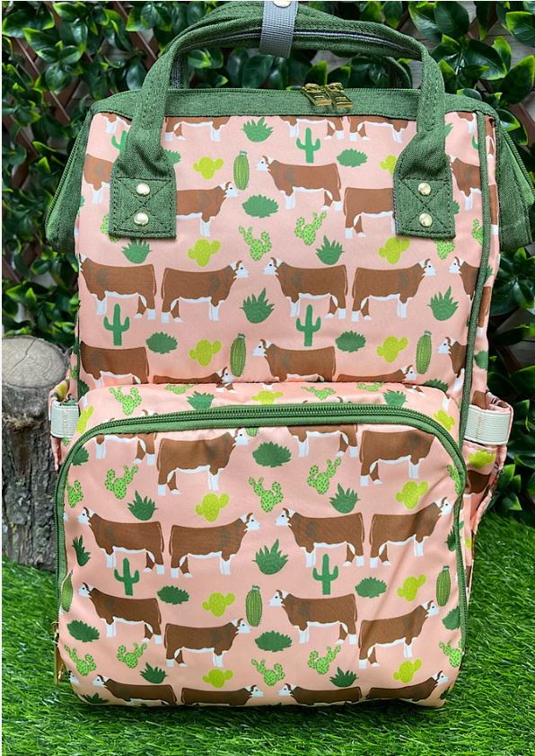 Cow Cactus Diaper Backpack