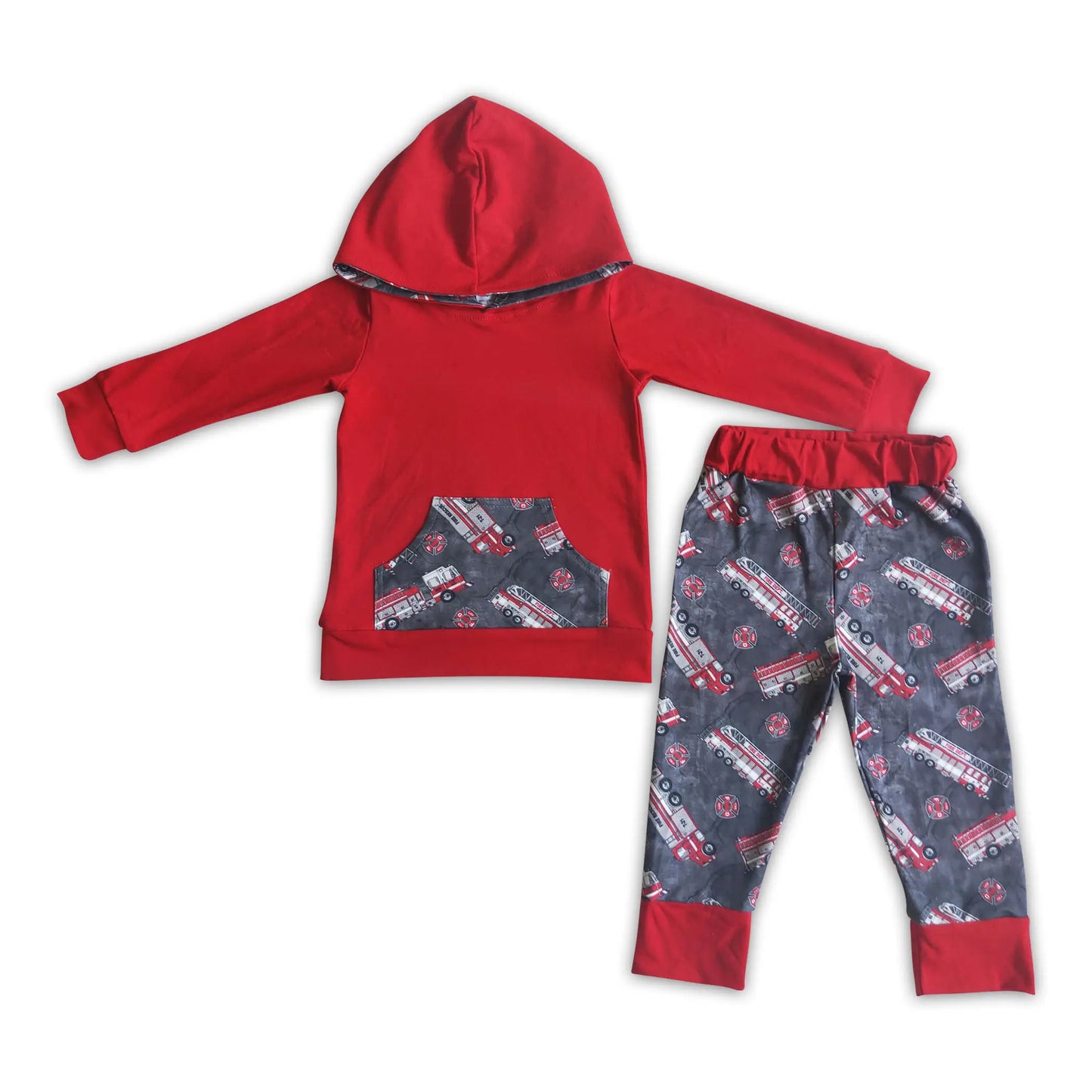 Boys Red Line Hoodie Set