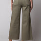 Ladies Easel Button Front Wide Leg Twill Trousers