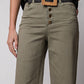 Ladies Easel Button Front Wide Leg Twill Trousers