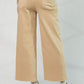 Ladies Easel Button Front Wide Leg Twill Trousers