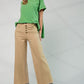 Ladies Easel Button Front Wide Leg Twill Trousers